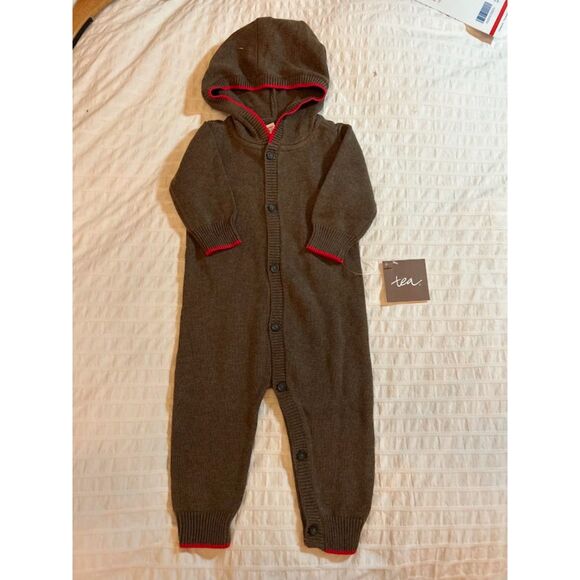 NWT Tea Collection Niedlich Hooded Sweater Romper Soft Gift Christmas Holiday - Picture 2 of 5